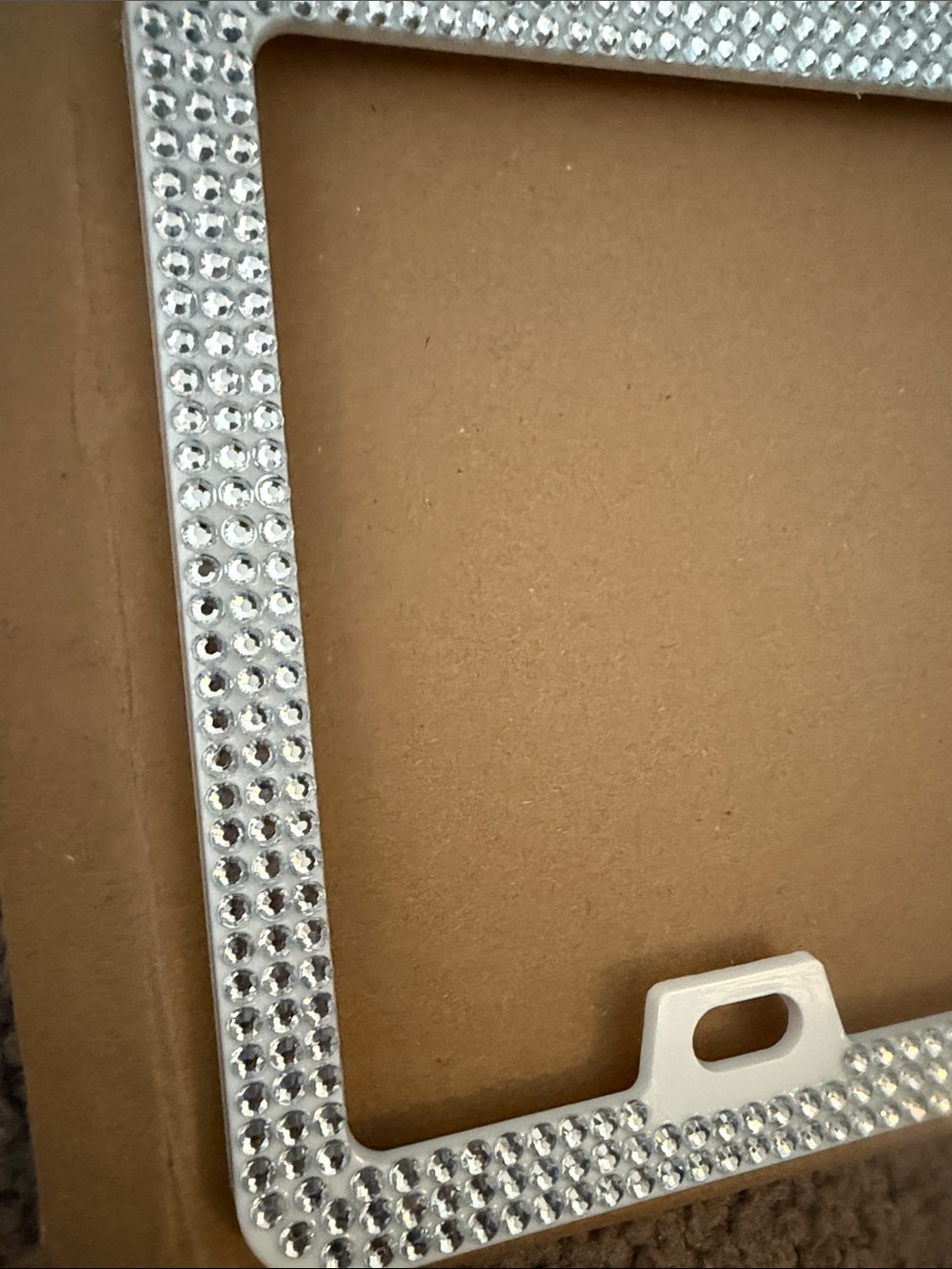 White Rhinestone License Plate Frame - Picture 2 of 7